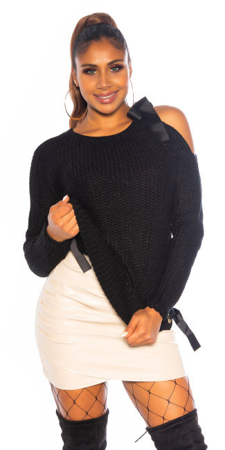 One Shoulder knit jumper Black